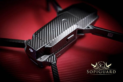 SopiGuard Black Carbon Fiber Precision Edge-to-Edge Coverage Vinyl Skin Controller Battery Wrap for DJI Mavic Pro
