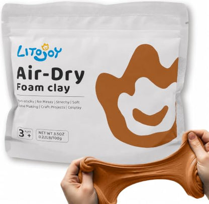Light Brown Air Dry Foam Clay 100g/3.5oz, Soft & Easy to Mold - color: Light Brown