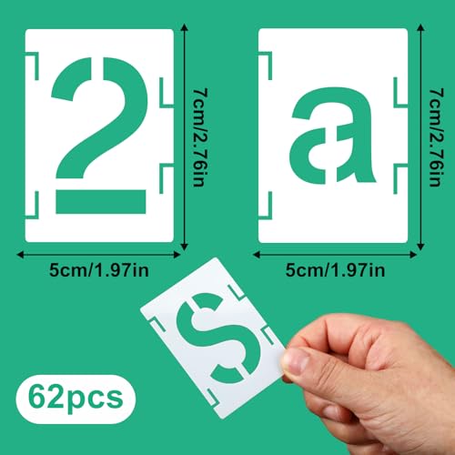 Augshy 56 Pcs Letter Stencils for Painting, 2 Inch Reusable Templates - style: Alphabet and Number