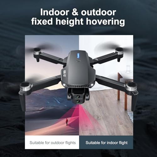 E88 PRO Drone, 4.91 Inches Screen Controller with SD card, 2 batteries. - color: Black-2 batteries