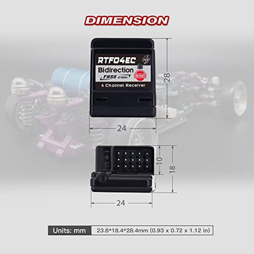 4CH S.BUS2 8.4V High Voltage Internal Antenna RC Car Receiver Compatible with T-FHSS(RTF04EC) - style: RTF04EC