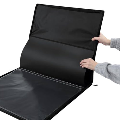 Picturesque Pro Presentation Case- Professional Art Portfolio Folder for Artwork up to 18x24- Vegan Leather Zippered Case, Archival Storage Solution w/Removable Spiral-Bound Book of 20 Clear Sleeves - size: 18x24 in w/ Refill