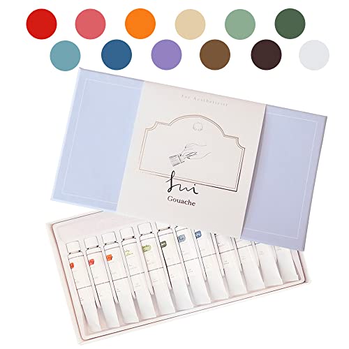 Watercolor Paint Set 12 Vibrant Pastel Colors 7.5ml Tubes | Portable Painting for Artists | Professional Gouache Paint