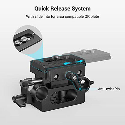 SmallRig Universal 15mm Rail Support System with 15mm Rod Clamp & QR Plate - style: Universal Baseplate