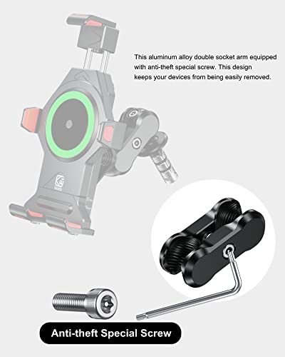 BRCOVAN Aluminum Alloy Anti-Theft Double Socket Arm (Pack of 2) - size: 2.36 inches (Pack of 2)