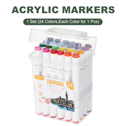 PATIKIL M&G 24 Colors Alcohol Double-Ended Markers Large Capacity 24 Pcs