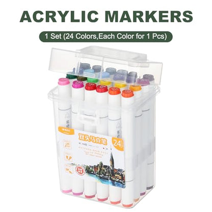 PATIKIL M&G 24 Colors Alcohol Double-Ended Markers Large Capacity 24 Pcs
