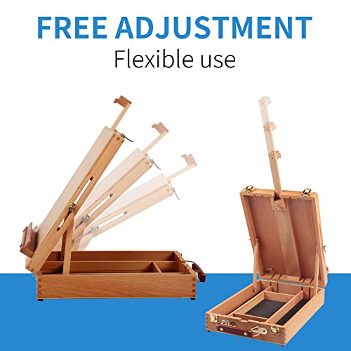 Falling in Art Wooden Tabletop Easel, Beech Wood Sketchbox Desktop Easel - style: Tabletop Easel