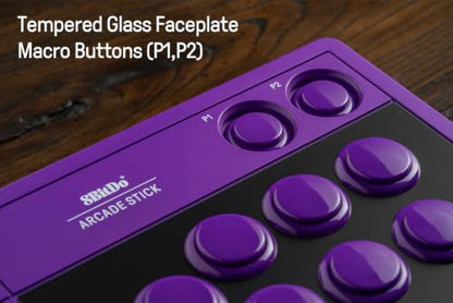 8Bitdo Retro Arcade Fight Stick 8 Way Joystick with 2 Dedicated Macro Buttons and Turbo Function for Switch/Switch 2 and PC Windows, Wireless Bluetooth, 2.4G Adapter & Wired USB-C - Purple - color: Purple Edition