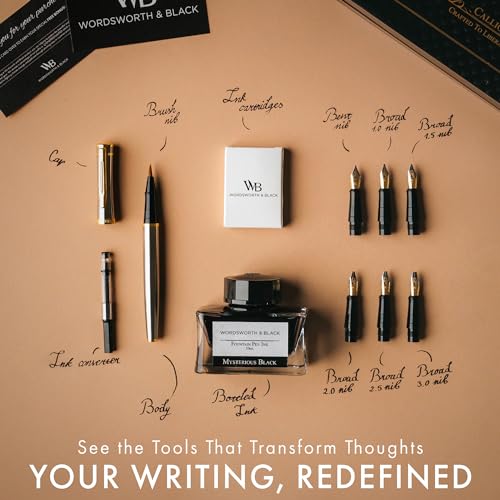 Wordsworth & Black Luxury Calligraphy Pen Set for Writing, 6 Nibs, Silver - color: Silver Gold