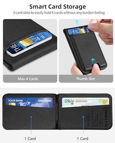 ExtreLife for Magsafe Wallet, Works with Apple Find My, 6 Cards Holder - color: Black