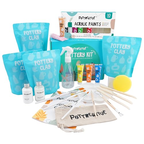 MCOOH Air Dry Clay Pottery Kit for Beginners - color: Blue Package