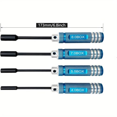 4Pcs Nut Driver Set RC Tool Set Hex Driver for RC Vehicle RC Helicopters FPV Drones Cameras Appliances Repair 4mm 5.5mm 8mm 7mm (BLACK) - color: Black