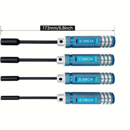 4Pcs Nut Driver Set RC Tool Set Hex Driver for RC Vehicle RC Helicopters FPV Drones Cameras Appliances Repair 4mm 5.5mm 8mm 7mm (BLACK) - color: Black