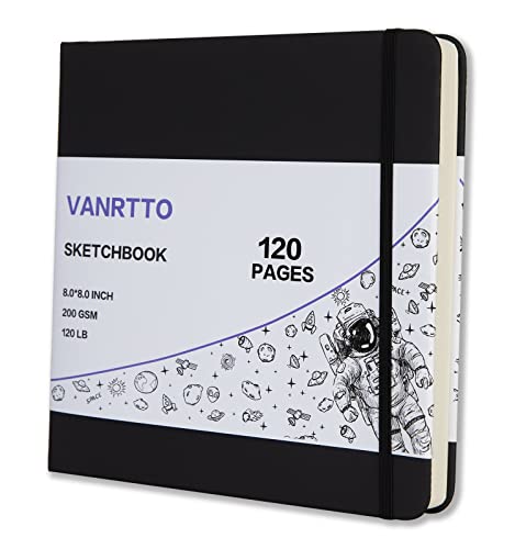 Vanrtto Hardcover Square Sketch Book, Mixed Media Sketchbook 8x8 Inch - size: 8*8 INCH