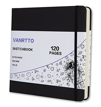 Vanrtto Hardcover Square Sketch Book, Mixed Media Sketchbook 8x8 Inch - size: 8*8 INCH