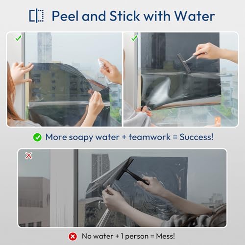 rabbitgoo Window Tint, One Way Privacy Film, Black Silver, 23.6" x 78.7" - color: Black Silver, size: 23.6" X 78.7"
