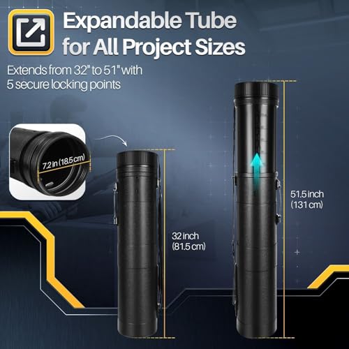Flexzion Extra Large & Wide Poster Tube with Strap, Telescoping 30-54 in - size: Extra Large & Wide