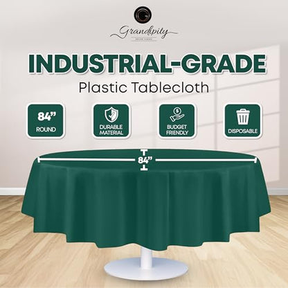 Grandipity Plastic Table Cloth Disposable 12 Pack 84" Round Dark Green - color: Dark Green, size: 84in. Round
