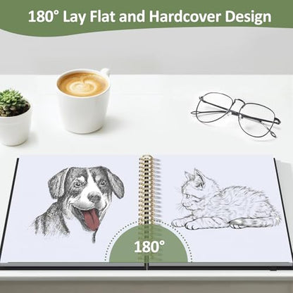 Forvencer 2 Pack Blank Spiral Notebook, 8"x 5.6"Hardcover Sketch Book - color: Black