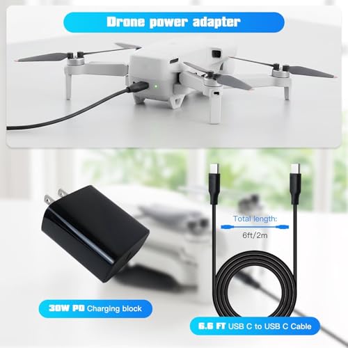 30W Power Adapter Charger for DJI Drone Mini 4K/ 4 Pro/ 3-Pro/ 3/ 3Pro Two-Way Charging Hub - Black - color: black