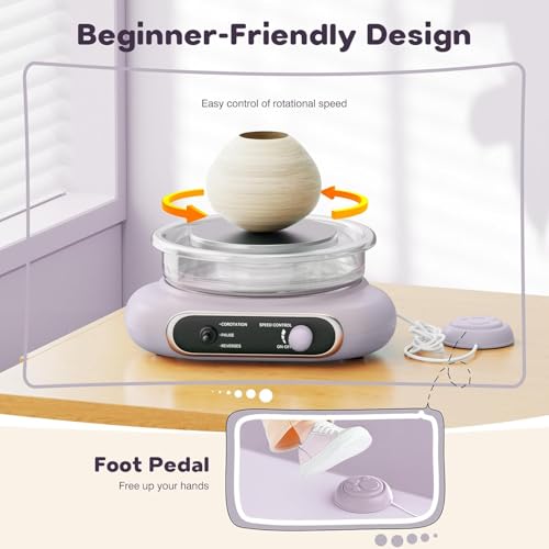 Alldeer Mini Pottery Wheel for Kids Teens Girls Beginners - color: purple