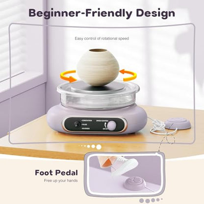 Alldeer Mini Pottery Wheel for Kids Teens Girls Beginners - color: purple