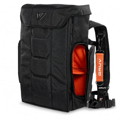 Gruv Gear Travel Laptop Backpack, 36L Black Tech Backpack with Modular Storage Shelves, Dual Access Pockets & TSA-Friendly Design, Large Carry-On Backpack for Work, Travel & Gear Organization