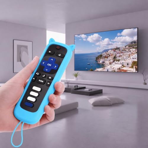 Silicone Remote Cover, Glow in the Dark Sleeve with Lanyard, Blue Green - color: Blue Green