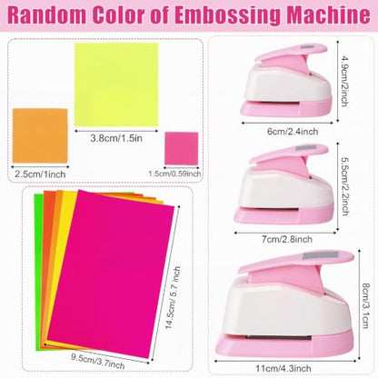 CHENGU 3 Pack Square Punch for Paper Craft, 1.5", 1", 0.6", Light Pink - color: Light Pink