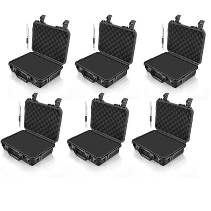 GreenCycle 14.3 x 11.4 x 4.5 Inch Waterproof Hard Case with DIY Customizable Foam Insert Portable Protective Storage Case with Knife for Camera Drones Equipments Tools Test Instruments,Black,6PK