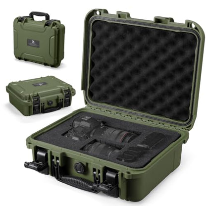 K&F CONCEPT Waterproof Hard Case, IP67 Protective Case with Pre-Scored Foam - color: Green