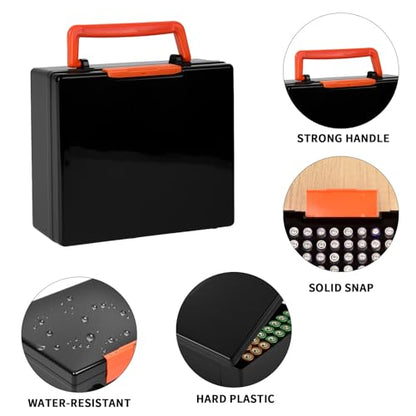 FULLCASE Battery Storage Organizer Holder Holds 72 AA AAA Batteries - color: Black