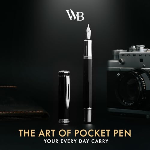 Wordsworth & Black Mini Pocket Fountain Pen for Writing, Medium Nib, Black - color: Black Chrome