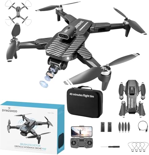 4K UHD GPS Drone with Camera (Equipped with dual cameras), Foldable RC FPV Drone, small-scale Drone Control Quadcopter With Height Setting Function, Six-pass Gyroscope, Gesture Photo, Video Recording, Headless Mode, Emergency Stop, Trajectory Gravity Sens
