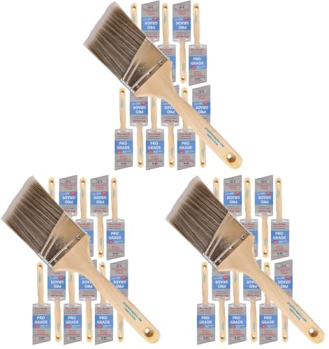 Pro Grade - Paint Brushes - 12Ea 3" Angle Brushes (Pack of 3) - size: 12Ea 3A (Pack of 3)