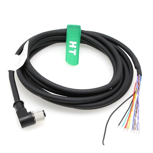 M12 12 Pin Female Right Angle I/O Cable for GigE Camera, Cognex in-Sight, Machine Vision Automation, 10m - color: Right-angle, size: 10m