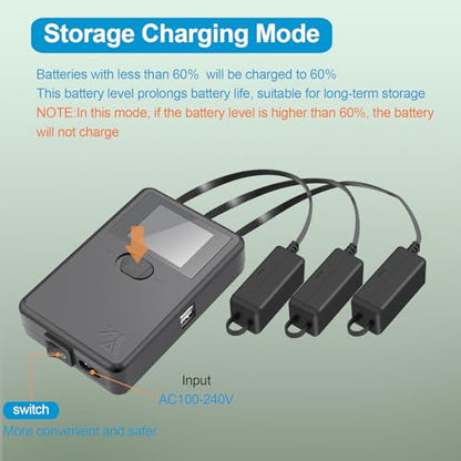 Hanatora Display Parallel Battery Charger with Storage Charge for DJI Mini 4 Pro,Mini 3/3 Pro,Fast Charging Three Batteries,Multi Hub Drone Accessories