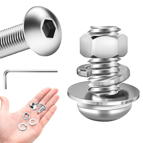 (20 Sets) 5/16-18 Bolt, 5/16 x 3/4 Button Head Socket Cap Bolts Screws, 304 Stainless Steel Nut and Bolt Assortment, Fully Threaded 5/16 Bolts by Marysino - color: (Silver) 5/16"-18, size: 3/4"