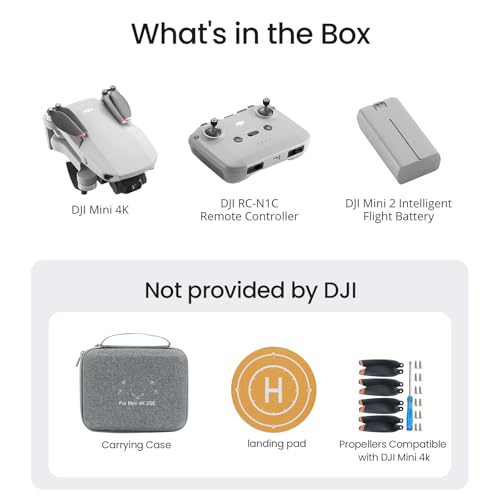 DJI Mini 4K Storage Bundle, Drone with 4K UHD Camera for Adults, Under 249 g, 3-Axis Gimbal Stabilization, Drone Case, Propellers Compatible, Propeller Guard, landing pad