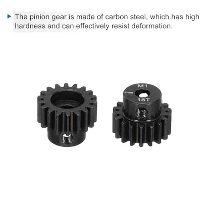 DMiotech M1 17T 18T Steel 5mm Hardened Pinion Motor Gear for RC Car Brushed Replacement Brushless Motors, RC Applications with 2 Pcs Screws & Hex Spanner for DIY RC Boat Drone