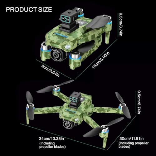 Drone with Camera 4k, GPS HD Drones for Adults, Remote Controller with Screen, Obstacle Avoidance, Brushless Motor FPV, 5G Transmission, 3 Battery, Professional (Army Green)