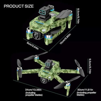 Drone with Camera 4k, GPS HD Drones for Adults, Remote Controller with Screen, Obstacle Avoidance, Brushless Motor FPV, 5G Transmission, 3 Battery, Professional (Army Green)