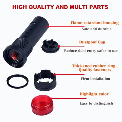2pcs 16mm 12V Buzzer with Red LED Indicator Light Flash Alarm Beep Signal Intermittent Sound - size: 16mm / 12V