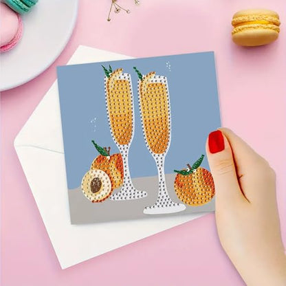 DDGYP 6 Pcs Cocktail Diamond Art Cards with Envelopes,Size 5.9×5.9inch - color: Cocktail