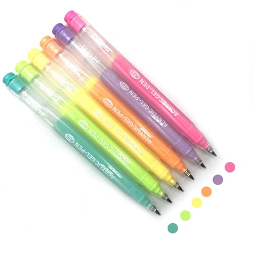 6 Colors 1.0mm Fine Pointed Acrylic Gel Pen Set,Dopamine - color: Beige