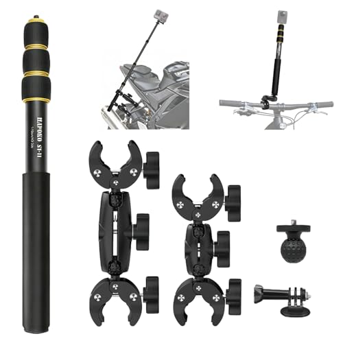 Motorcycle Camera Mount Kit With 43” Selfie Stick Compatible for Insta 360 - color: Golden