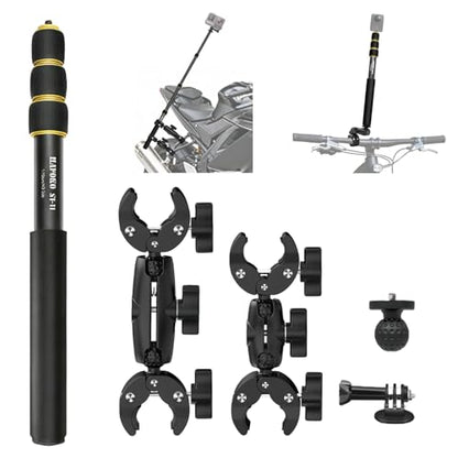 Motorcycle Camera Mount Kit With 43” Selfie Stick Compatible for Insta 360 - color: Golden
