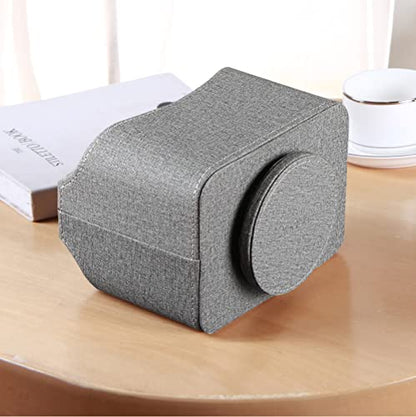 PU Leather 360° Rotatable Remote Control Holder,Nightstand TV Remote Caddy - color: D Gray