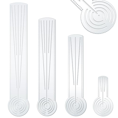 4 Pcs 3-in-1 Mandala Ruler Tool with Holes 4 Size Mandala Dot Art Circle Maker Compass Protractor Straight Dotting Ruler for DIY Drawing Stencil Art Geometric Projects